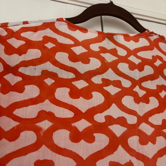 Anthropologie Maeve Size 2 Red Whimsy Printed Clock Sun Button Down Shirt Blouse - Picture 5 of 17